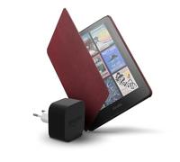 Amazon Kindle Colorsoft 16 GB + Funda rubí de piel prémium + Adaptador de 9 W