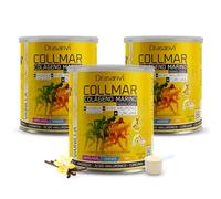 Drasanvi COLLMAR Colageno Marino Hidrolizado + Cúrcuma con Magnesio, Vitamina C, Ácido Hialurónico para bienestar articular y muscular, asimilación 9.355 mg/día, 3 x 300 g de polvo, Sabor Vainilla