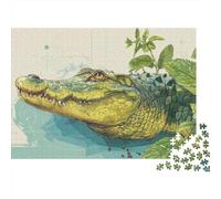 Amazon River Crocodile Puzzle Imposible,desafío for Adults Entretenimiento Creativo 1000 Piezas Obra De Arte De Juego De para Adultos, Regalos A Partir De 14 Años 38x26cm/1000pcs