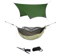 AMAZONAS Overnight Set - Hamaca ultra ligera para mosquito Traveller Quilted + cuerda de aventura + protección contra la intemperie Traveller Tarp