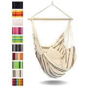 AMAZONAS - Sillón Colgante XL Brasil | Sillón sin Estructura con Amplio Asiento, Hecho a Mano en Brasil | Soporta hasta 150 kg; Superficie: 1,6 m x 1,3 m; Barra: 1,1 m | Color: Cappuccino