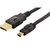 AmazonBasics Cable USB-A a Mini USB 2.0, Velocidad de Transferencia de 480 Mbps con enchufes chapados en Oro, 1.8 m, Negro