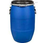 AMAZWI Barriles Agua Barril Grande Plástico Azul Tapa Abierta, con Tapa Y Aro Cierre,Apto For Uso Alimentario, Contenedor Industrial Hermético.(120L)