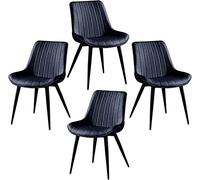 AMAZWI Juego de 4 Sillas de Comedor Cocina,Silla Balcón Sala Estar Dormitorio Silla Comedor con Patas Taburete Hierro Forjado Cuero PU Artificial(Brown)