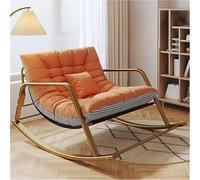 AMAZWI Mecedora Doble Cómoda Dormitorio con Acolchado Transpirable Y Reposabrazos Sala Estar, Tumbona Jardín Al Aire Libre(Orange,Golden Feet)