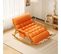 AMAZWI Mecedora Doble Sala Estar,Acogedora Silla Exterior con Bolsillos Laterales Y Reposabrazos, Ideal For Balcón, Porche Y Patio(Orange,Gold Tube)