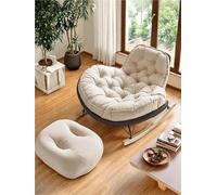 AMAZWI Mecedora Exterior E Interior con Cojín Acolchado, Cómoda Gran Tamaño For Sala Estar, Patio, Porche Y Dormitorio(Gray)