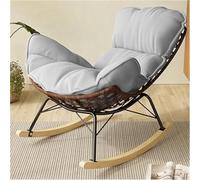 AMAZWI Mecedora Ratán Exteriores Mecedora Patio Interior Y Exterior For Dormitorio, Sala Estar, Patio, Porche, Jardín, Terraza, Césped(Grey)