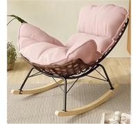 AMAZWI Mecedora Ratán Exteriores Mecedora Patio Interior Y Exterior For Dormitorio, Sala Estar, Patio, Porche, Jardín, Terraza, Césped(Pink)