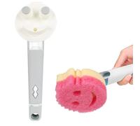 AMAZYC-US Smile - Soporte de esponja para fregar papás, mango dispensador de jabón, mango de esponja sin arañazos para cocina con raspador de alimentos (esponja no incluida)