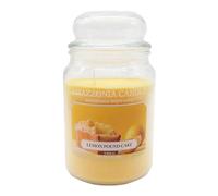 Amazzonia Vela Lemon Pund Cake 530 g Vela aromática natural de cera de soja Ambientador de algodón de doble mecha para Room Cake Limón Vainilla Tarro de cristal decorativo