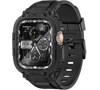 amBand Funda Protector de Pantalla Compatible con Apple Watch Ultra 2/1 49mm, M1 Sport Series Correa Resistente y 2 Paquetes de Cristal Templado, Bumper Militar para iWatch 49 mm Hombre Negro