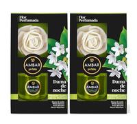 Ambar Perfums Ambientador Flor Difusora. Ambientador Casa Flor Perfumada Dama de Noche 0% Alcohol, +60 días duración. (Pack 2 uds. x 75 ml)