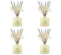 Ámbar Perfums Ambientador Mikado Black & White Flor de Mimosa - Difusor de Varillas Decorativo con Aroma Floral y Elegante, Duración +45 Días - Pack de 4 x 40 ml