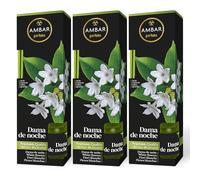 Ambar Perfums Ambientador Mikado Dama de Noche. Ambientador de Varillas 0% Alcohol, +60 días duración. (Pack 3 uds. x 45 ml)