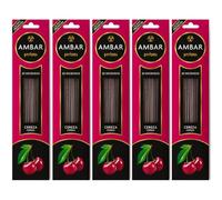 Ambar Perfums - Incienso Cereza Pack 5 Cajas de 20 Varillas | Aroma Dulce y Duradero | Fabricación Tradicional India | Ideal para Relajación, Aromaterapia y Ambientes Acogedores