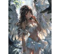 AMBATTERY 0 Diy Kits De Punto De Cruz Con Cuentas Chica Ángel De Anime Kit De Bordado De Cuentas Para Principiantes,Juego De Costura,Patrón Preimpreso,Decoración De Pared 60x80cm