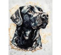 AMBATTERY 11CT Bordar Kit Principiantes Kit De Bordado De Animales Labrador Retriever Kit De Punto De Cruz Contado De Perro Negro Artes Y Manualidades Para Adultos Punto De Cruz De 11 Ct 40x50cm