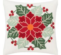 AMBATTERY 11CT Kit Punto de Cruz Cojines, Flores de Navidad Diy Kits De Almohadas De Costura 45X45cm Kit Punto De Cruz Cojines Bordados con Hilos y Aguja Completos Pre-Impresa