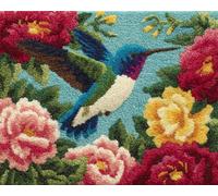 AMBATTERY Animal Kit De Crochet Flores Y Pájaros Fantásticos Manualidades Para Hacer Alfombras Diy Para Adultos Con Lienzo Impreso A Color，Juego De Bordado A Crochet，Decoración Del Hogar. 21x29in