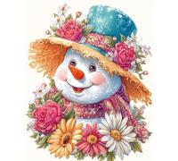AMBATTERY Diy Kits De Bordado Con Cuentas Muñecos De Nieve Y Flores De Colores Kit De Manualidades Con Bordado,Tapiz 3D,Kits De Punto De Cruz Con Cuentas 50x60cm