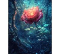 AMBATTERY Flores Diy Kit De Bordado Francés Con Cuentas Rosa Roja De Cuento De Hadas Kit De Bordado De Cuentas Punto De Cruz,Manualidades,Juego De Artesanía 3D 60x80cm