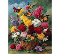 AMBATTERY Kit De Alfombra Con Gancho De Pestillo Flores Y Mariposas Kit De Crochet Para Hacer Tú Mismo Bordado Para Alfombras Kits De Tapiz，Manualidades De Costura Para Decoración Del Hogar 21x29in