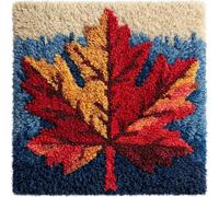 AMBATTERY Kit de cojín con gancho, Hoja de arce de dibujos animados Diseño de Gancho,Para Principiantes y Adultos,Kit de Cojines de Pestillo,43x43cm