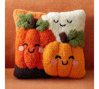 AMBATTERY Kit de cojín de gancho con cierre, Calabaza de dibujos animados kit de tejer cojín,gancho de pestillo para principiantes adultos,43x43cm