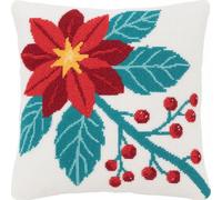 AMBATTERY Kit De Cojines Bordados, Flores rojas Funda De Almohada Bordada A Mano Kit Para Cojín De Punto De Cruz Para Almohada Bordada De Cruz Kits De Punto De Cruz Estampados 45 * 45cm