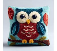 AMBATTERY Kit de gancho de pestillo, Búho animal funda de cojín para hacer alfombras, kits de manualidades para principiantes, funda de almohada de hilo de ganchillo