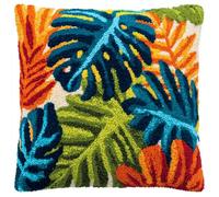 AMBATTERY Kit de gancho de pestillo, Hojas de dibujos animados funda de cojín para hacer alfombras, kits de manualidades para principiantes, funda de almohada de hilo de ganchillo