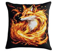 AMBATTERY Kit de Punto de Cruz de Cojín, Animales fantásticos 45x45cm Punto de Cruz Kit Completo para Principiantes Punto de Cruz Kit Completo Bordado Almohada con Hilos y Tela