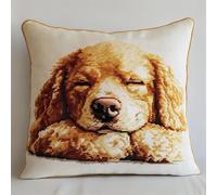 AMBATTERY Kit de Punto de Cruz de Cojín, perro animal Funda De Almohada Bordada A Mano 45x45cm Kits De Almohadas De Costura Bordado Almohada con Hilos y Tela para Principiantes