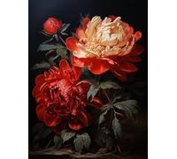 AMBATTERY Kit Punto de cruz 11CT tela impresa, Hermosas Flores De Peonía,F,50 * 70cm bordado DIY kit de entrada simple bordado pre-impreso para niñas artesanías artículos DMC bordado