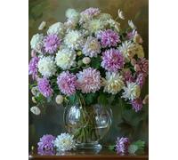 AMBATTERY Kit Punto de cruz 11CT tela impresa, Hermosas flores, G. bordado DIY kit de entrada simple bordado pre-impreso para niñas artesanías artículos DMC bordado 40 * 50cm