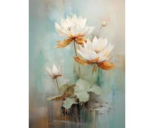 AMBATTERY Kit Punto de cruz 11CT tela impresa, Hermoso Loto En El Estanque,S,40 * 50cm bordado DIY kit de entrada simple bordado pre-impreso para niñas artesanías artículos DMC bordado