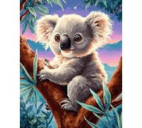 AMBATTERY Kit Punto de Cruz, Koala en una rama Principiantes Tela Impresa, Kits Bordado Punto de Cruz Kit Completo Hilo y Tela Impreso Contado Patrones a Mano Hacer faciles 11CT