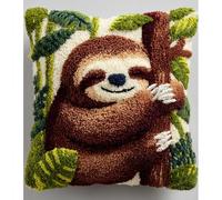 AMBATTERY Kits de gancho de pestillo DIY cojín, perezoso animal Kits de alfombras autoanudables con kit de almohadas,Cojines de Ganchillo,43x43cm