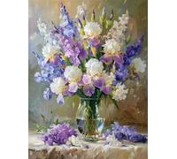 AMBATTERY Kits de Punto de Cruz 11CT Estampado, Hermosas flores, h. Patrones Fáciles de Bordado Para Niñas Manualidades Suministros de Punto de Cruz Costura 40 * 50cm