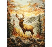 AMBATTERY Kits de Punto de Cruz Estampados, Animales ciervos y paisajes 11CT Kit de Bordado Punto de Cruz Contado, Kits de Inicio de Bordado para Principiantes 40x50cm