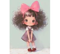 AMBATTERY Punto de Cruz Kit Completo 11CT, Linda chica de dibujos animados, D Kit Punto de Cruz con Hilos y Tela Impresa Impreso Completo Contado Principiantes, Cross Stitch Kit Bordado Principiantes