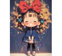 AMBATTERY Punto de Cruz Kit Completo 11CT, Linda chica de dibujos animados, T Kit Punto de Cruz con Hilos y Tela Impresa Impreso Completo Contado Principiantes, Cross Stitch Kit Bordado Principiantes
