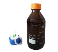 Amber Brown Borosilicate Glass Reagent Bottle with GL45 2-Hole Screw Cap - 100ml to 20000ml Capacity(5000ml)