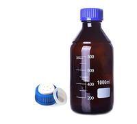 Amber Brown Round Media Storage Bottle 100ml-2000ml with GL45 5-Hole Mobile Phase Cap(1000ml)