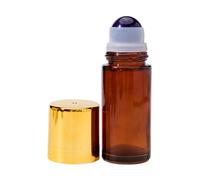 Amber Glass RollOn Vessel | Fifty Milliliter Refillable Crystal Sphere Travel Container | Aromatherapy Perfume Oil Blend Gym Purse Hygiene Camping Gift SelfCare Relaxation Spa Wellness Beauty