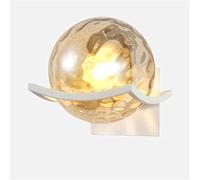 Amber Glass Wall Lamp Mid-Century Bathroom Vanity Mirror Light Nordic Indoor Decor Sconces Decorative Lantern(White)