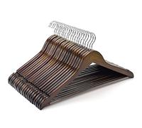 Amber Home 10 Unidades 44,5cm Perchas de Madera Durables y Lisas para Bodas Camisetas Camisas Trajes Abrigos Vestidos Tirantes con Varilla y Ranuras