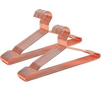 Amber Home 20 Unidades 43cm Perchas de Hierro Cobre Rojo, Oro Rosa Metálico Percha para Trajes Camisetas Camisas Chaquetas Vestidos Faldas Pantalones, con Ranuras Antideslizantes