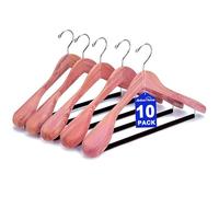 Amber Home Paquete de 10 perchas de madera de cedro con hombro extra ancho